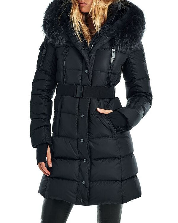 サム レディース アウター コート ダウン SAM. Infinity Down Coat with Shearling Trimmed Hood Black ブラック｜ReVida 店