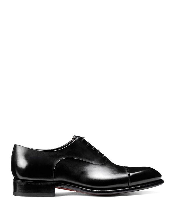 サントーニ レディース シューズ オックスフォード 衣裳 旗がしら スピード競技 Santoni Men\u0027s Carter Lace Up Cap Toe Oxfordresshoes Black 黒いこと