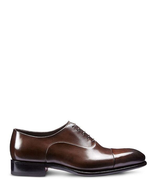 サントーニ レディース シューズ オックスフォード 衣裳 旗がしら スピード競技 Santoni Men\u0027s Carter Lace Up Cap Toe Oxfordresshoes Dark Brown 赤銅色