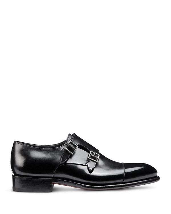 サントーニ レディース シューズ モンクストラップ モンク 衣裳 旗がしら Santoni Men\u0027s Carter Cap Toe Double Monk Strap Dresshoes Black 黒いこと