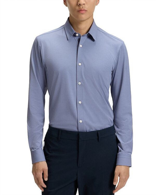 元締め メンズ トップス プルオーバー か細い相応う BOSS Roan Slim Fit Button-Front Shirt Dark Blue 青色 カジュアルシャツ-メンズファッション-トップス