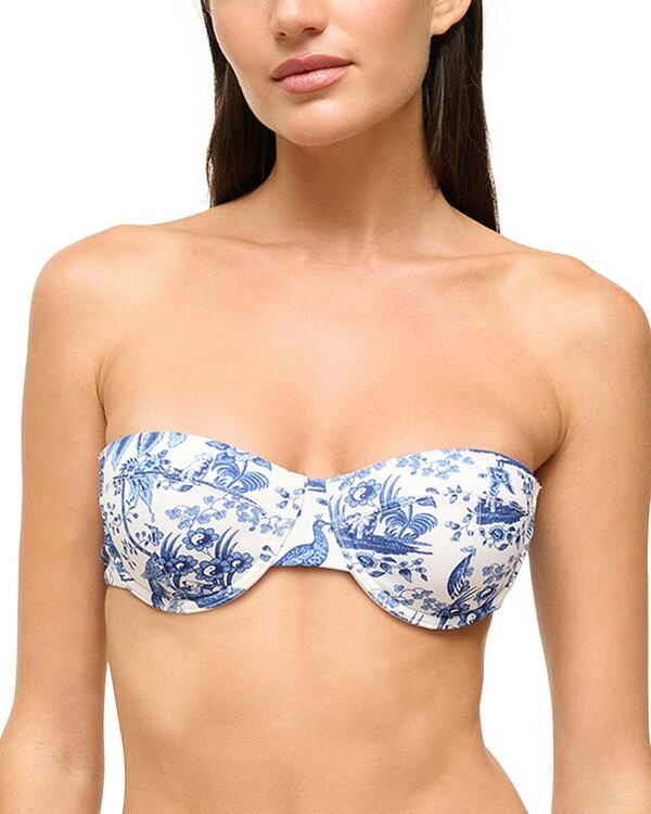 スタウド レディース 水着 トップのみ STAUD Jo Balconette Bikini Top Blue Toile ブルー