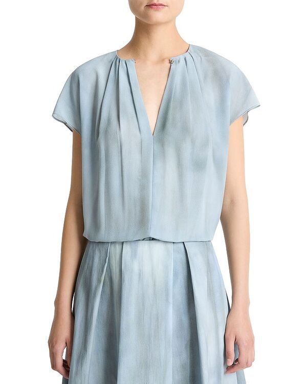 ヴィンス レディース トップス シャツ キャップ ブラウス Vince Gathered Cap Sleeve Blouse Azura Wash|ReVida 店