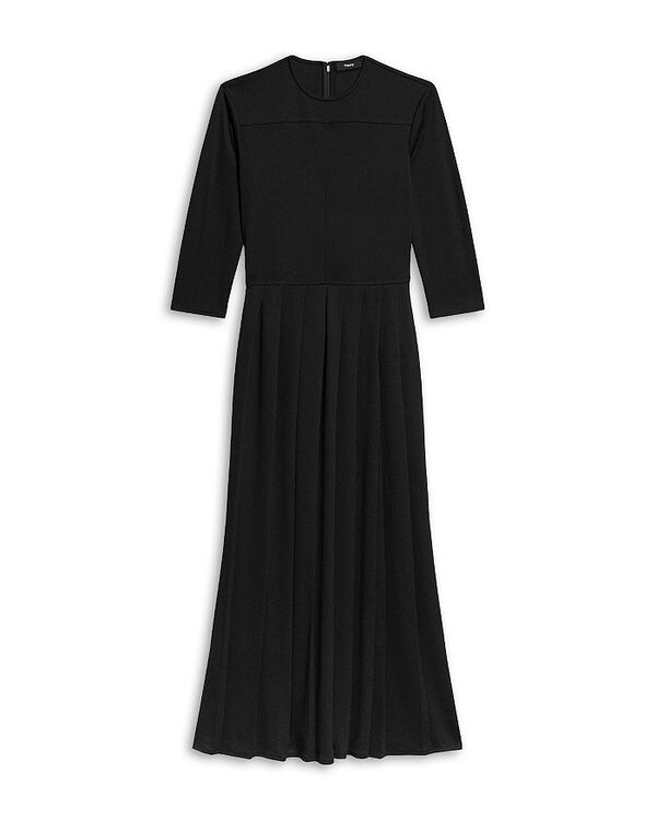 セオリー レディース トップス ワンピース プリーツ ミディ Theory Pleated Midi Dress Black ブラック