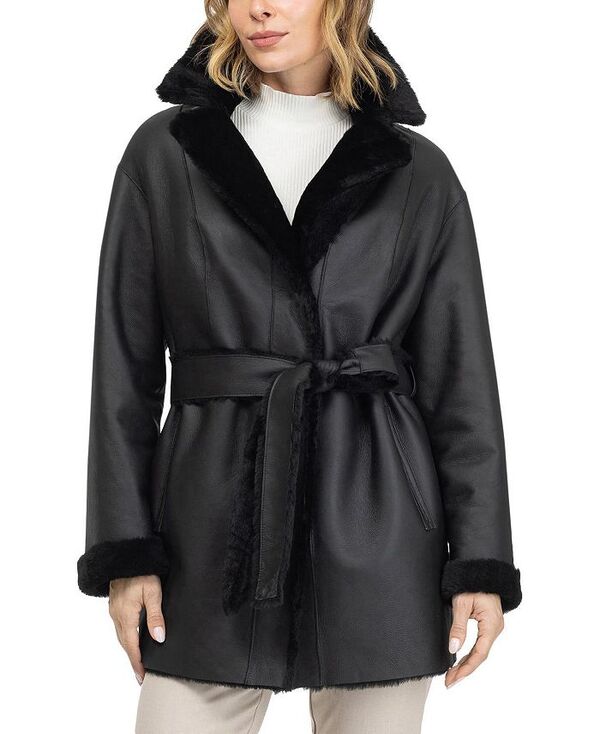 ゴルスキ レディース アウター 厚地の外套 Gorski Merino Shearling Lamb Stroller Coat Black 黒いこと