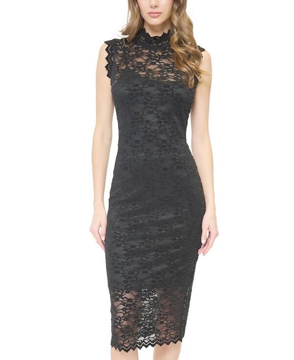 セントラルパークウェスト レディース トップス ワンピース タートルネック ミディ ノースリーブ レース Central Park West Women'stella Sleeveless Lace Turtleneck Midi Dress Black ブラック