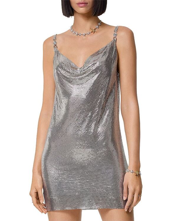 ヴェルサーチ レディース トップス ワンピース ミニ メッシュ Versace Aluminumetal Mesh Mini Dress Nickel|ReVida 店