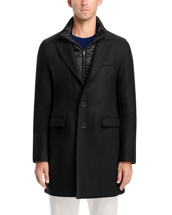ヘルノ メンズ アウター コート Herno Diagonal Topcoat with Removable Windguard Black ブラック