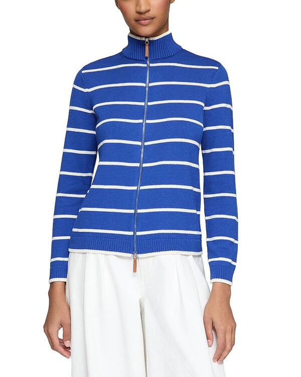 ラファイエットワンフォーエイト レディース アウター ニット・セーター Lafayette 148 New York Striped Zip Front Sweater Ultramarine ストライプ 43,420円