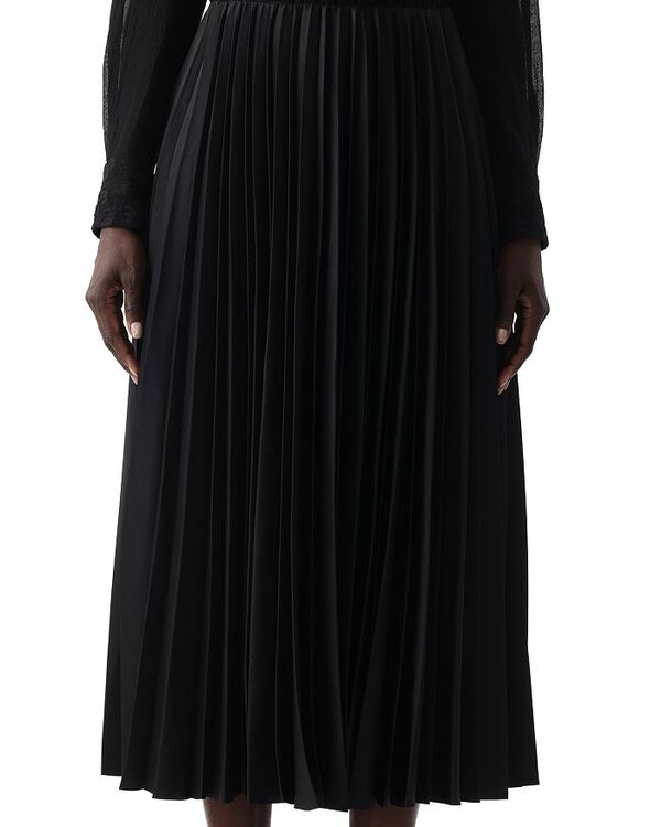 ジェイソン ウー レディース ボトムスカート クレープリーツ ミディ サテン Jason Wu Collection Crepe Satin Pleated Midi Skirt Black ブラック｜ReVida 店