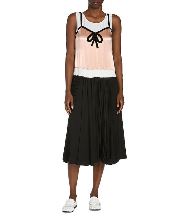 マルニ レディース トップス ワンピース クレープ ミディ サテン Marni Crepenversatin Multimaterial Trope Oil Midi Dress Black ブラック｜ReVida 店