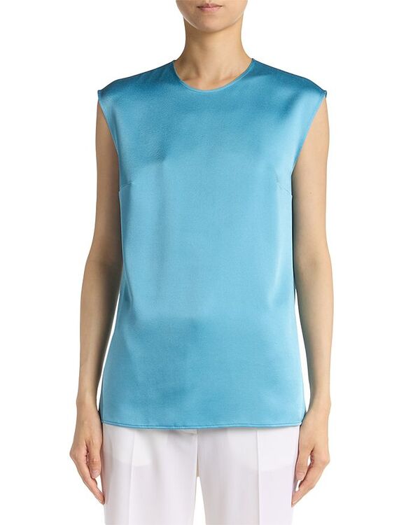 ステラマッカートニー レディース トップス シャツ サテン ノースリーブ Stella McCartney Satin Sleeveless Top Steel Blue ブルー｜ReVida 店