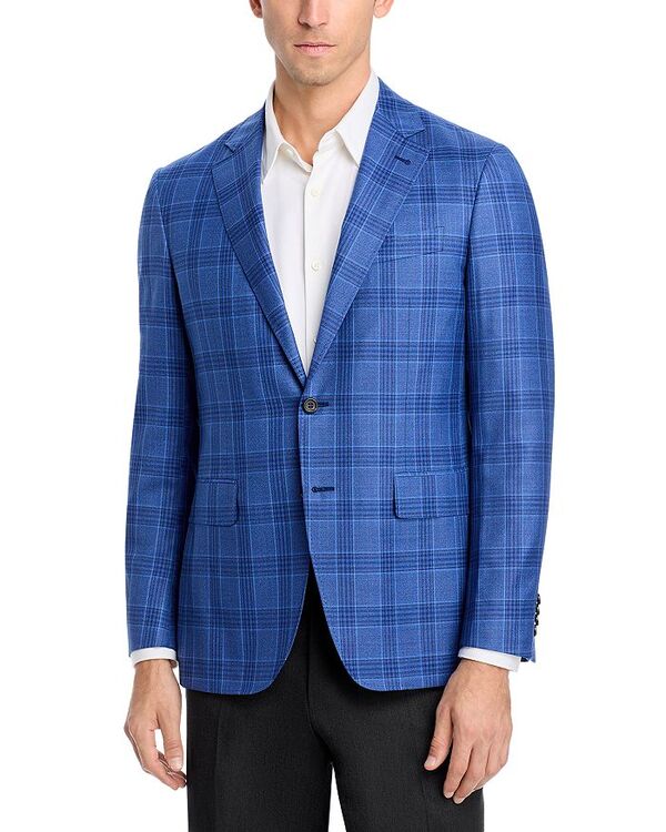 カナーリ レディース アウター 上衣・上衣 厚地の外套 Canali Kei Plaid Unstructured Trim Fit Sport Coat Blue 青み