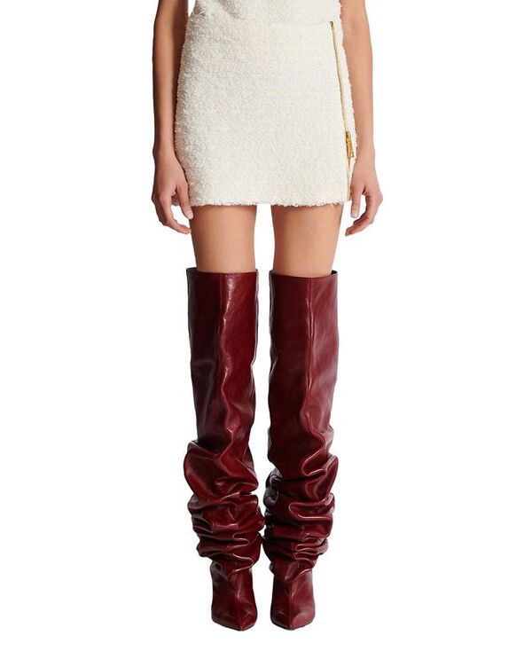 バルマン レディース ボトムスカート ツイード Balmain Short Zipped Tweed Skirt White ホワイト｜ReVida 店 107,400円