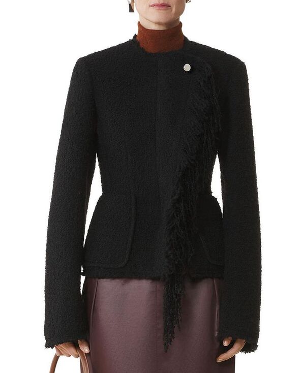 ランバン レディース アウター 上衣・上衣 非対称 羊毛 Lanvin Asymmetrical Jacket インチ Boucle Wool Black 黒いこと