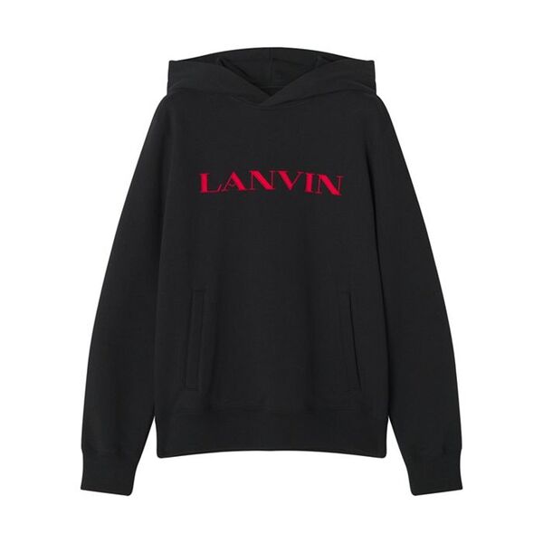 ランバン レディース アウター パーカー・スウェット 綿織物 刺しゅう Lanvin Embroidered Cotton Hoodie Black 黒いこと