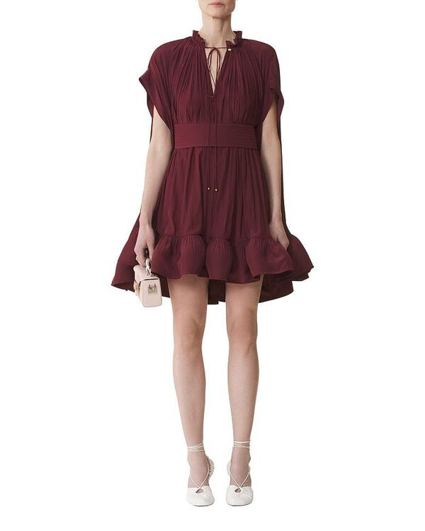 ランバン レディース トップス ワンピース Lanvin Short Charmeuse Dress Burgundy バーガンディ｜ReVida 店