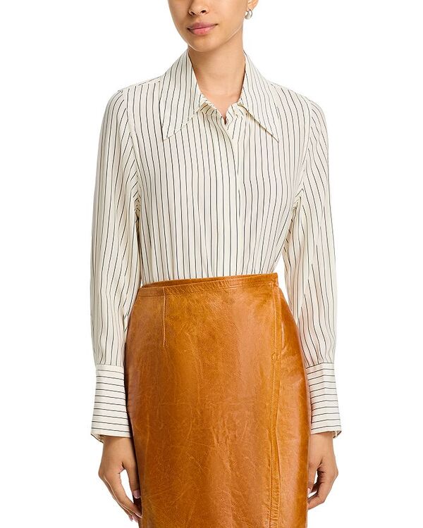 コー レディース トップス シャツ シルク CO Fitted Classic Silk Shirt Cream Stripe クリーム|ReVida 店