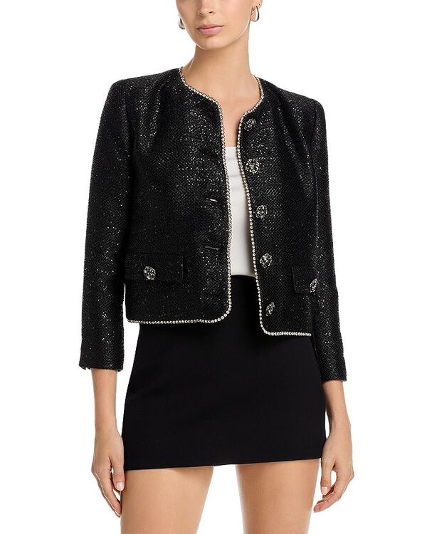 ラジャンス レディース アウター ジャケット・ブルゾン L'AGENCE Zell Crystal Trim Jacket Black Sequin Tweed ブラック