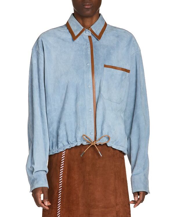 マルニ レディース トップス ティーシャツ スエードクロス Marni Suede Drawcord Shirt Sky