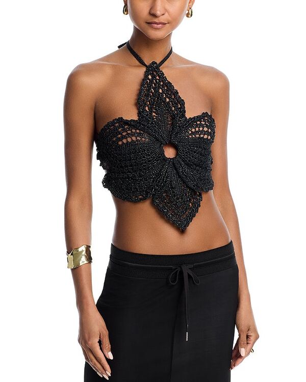 カルト ガイア レディース トップス シャツ ホルター Cult Gaia Darlena Crochet Halter Top Black ブラック｜ReVida 店