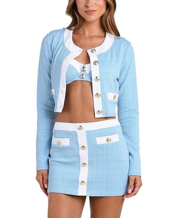 ラジャンス レディース アウター カーディガン L'AGENCE Adaline Color Blocked Swim Cover-Up Cardigan Powder Blue ブルー