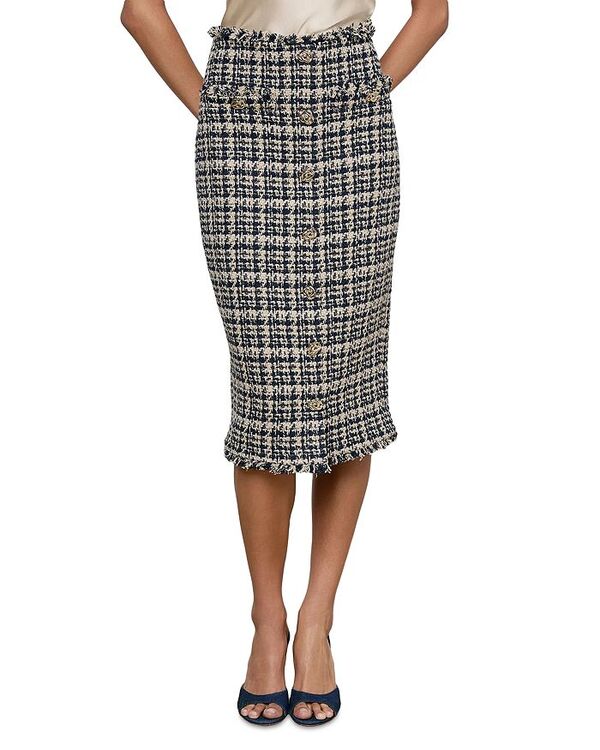 ラジャンス レディース ボトムスカート ミディ L'AGENCE Tai Button Front Midi Skirt Mignight Multi Tweed マルチカラー
