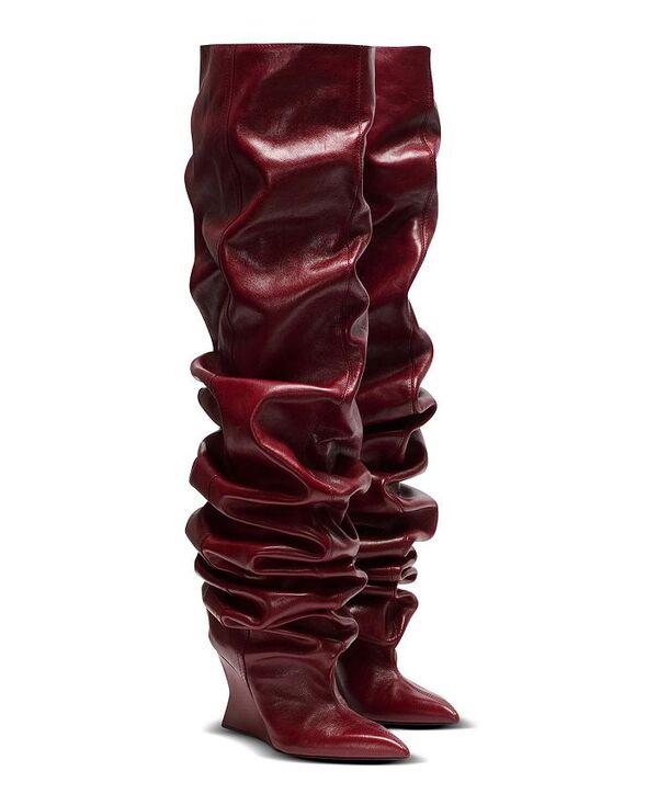 バルマン レディース シューズ ブーツ・レインブーツ Balmain Women\u0027s Wedge Thigh-High Boots Brown 赤銅色