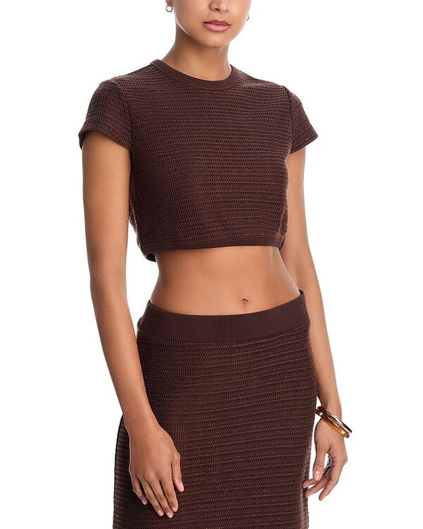 シムカイ レディース トップス シャツ クロップド SIMKHAI Lidie Cropped Top Chocolate チョコレート|ReVida 店