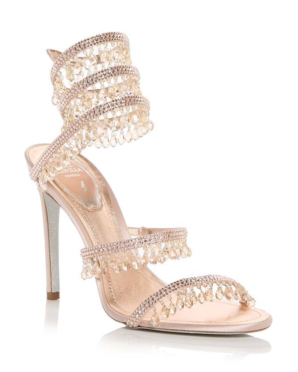 レネ・カオヴィラ レディース シューズ サンダル Rene Caovilla Women\u0027s Chandelier Embellished Sandals Light Pink Satin さくら色