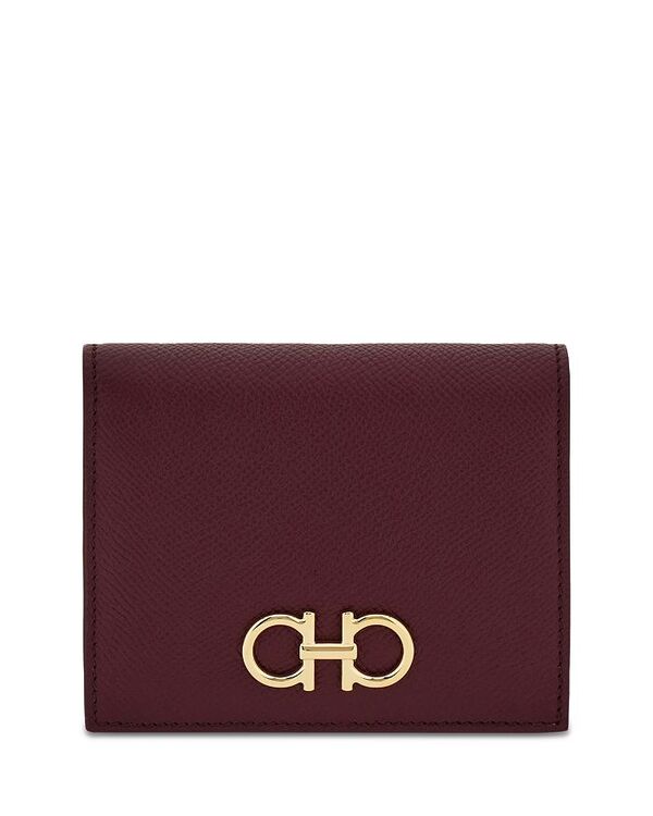 フェラガモ レディース アクセサリー 財布 レザー FERRAGAMO Gancini Compact Leather Wallet Plum プラム