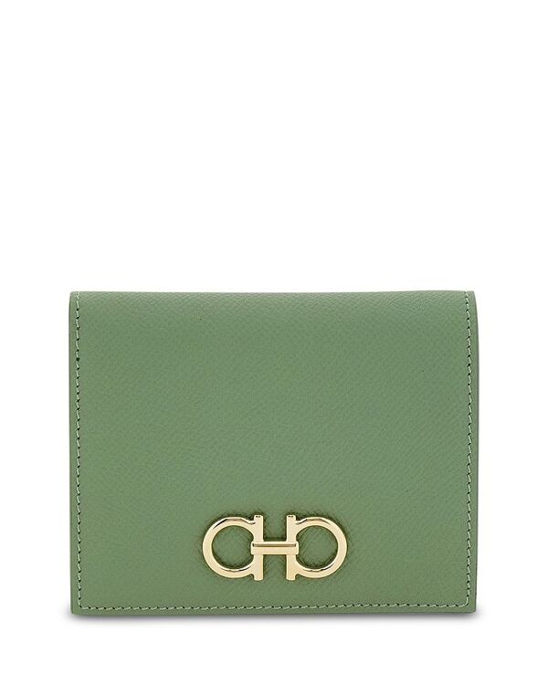 フェラガモ レディース アクセサリー 財布 レザー FERRAGAMO Gancini Compact Leather Wallet Seagrass