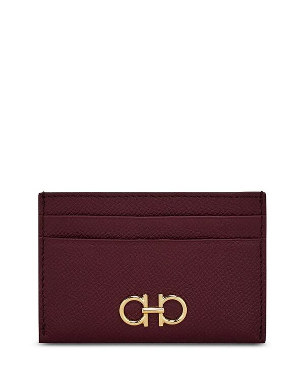 フェラガモ レディース アクセサリー 財布 レザー FERRAGAMO Gancini Leather Card Holder Plum プラム