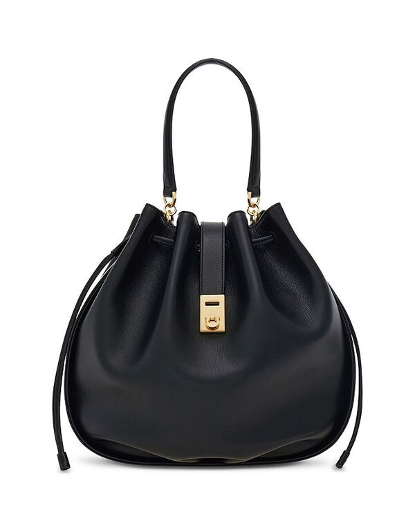 フェラガモ レディース バッグ レザー FERRAGAMO Hug Buckleather Bucket Bag Nero