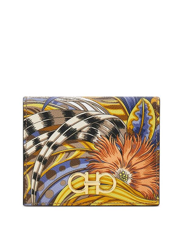 フェラガモ レディース アクセサリー 財布 レザー FERRAGAMO Gancini Compact Foulard Leather Wallet Multi マルチカラー 87,890円