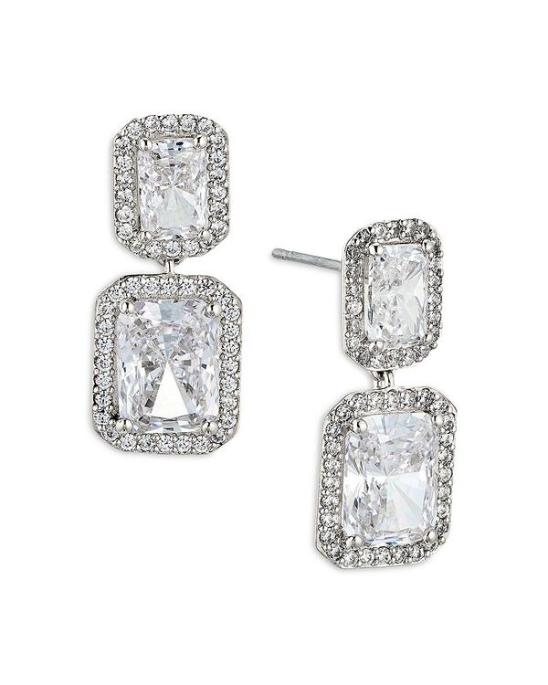 ナディール レディース アクセサリー ピアス・イヤリング Nadri Emerald Cut Halo Drop Earrings in 18K Gold Plated orhodium Plated Silver シルバー