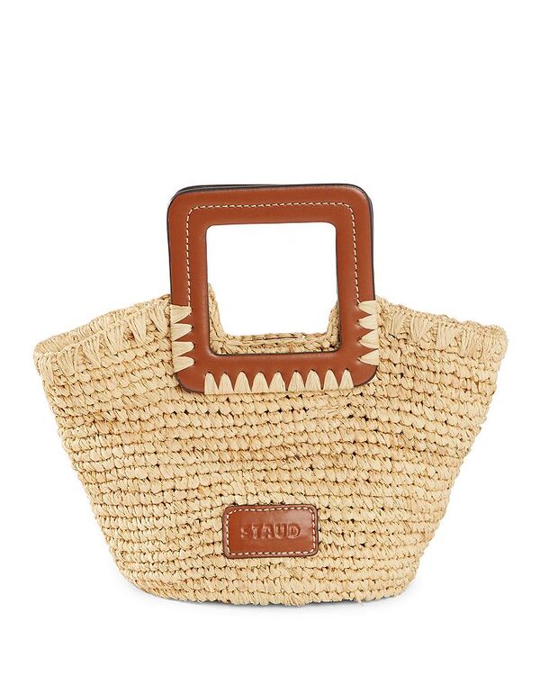 スタウド レディース バッグ ミニ STAUD Shirley Raffia Mini Bucket Bag Natural Tan タン