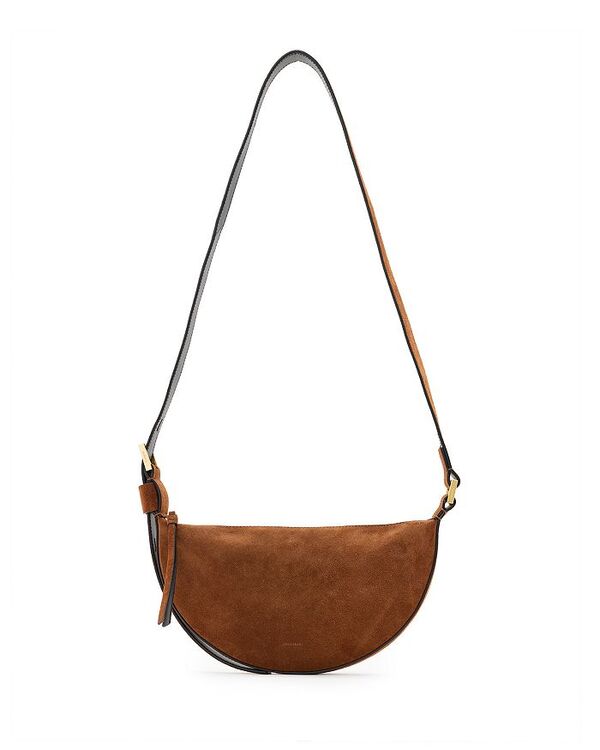 オールセインツ レディース バッグ スエード ALLSAINTS Halfmoon Suede Crossbody Bag Cognac