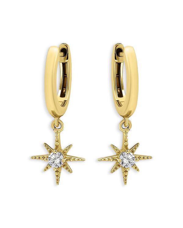 アクア レディース アクセサリー ピアス・イヤリング AQUA North Star Charm Hoop Earrings in Sterling Silver or 18K Yellow Gold Plated Sterling Silver, 1.3\