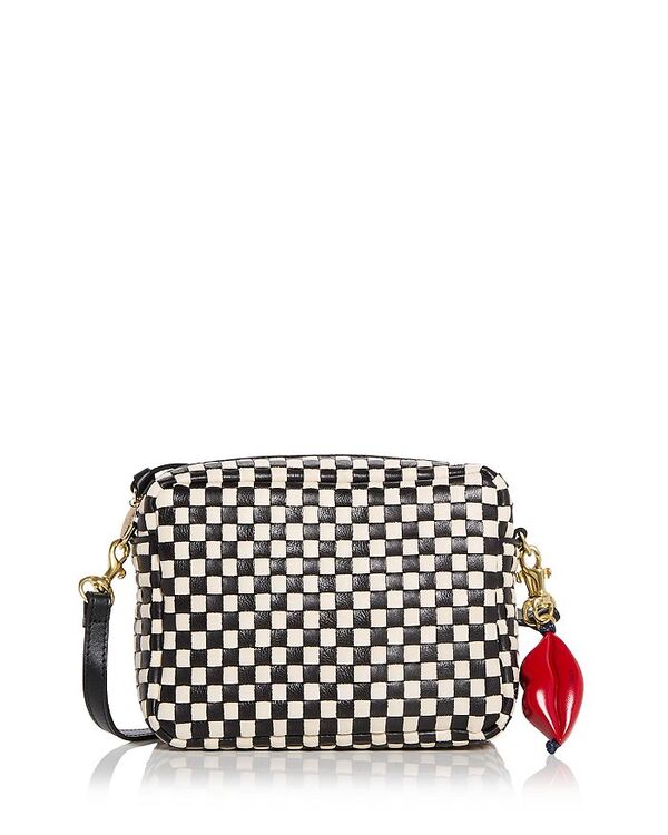 クレアブイ レディース バッグ ミディ レザー Clare V. Midi Sac Lips Woven Leather Crossbody Bag Checker チェック