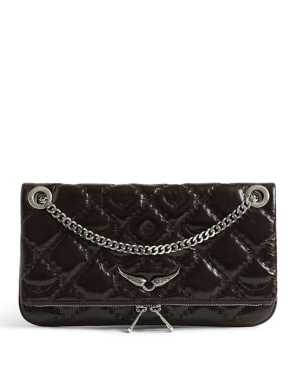 ザディグ エ ヴォルテール レディース バッグ ヴィンテージ レザー Zadig & Voltaire Rock II Vintageffect Leather Monogram Clutch Brownie