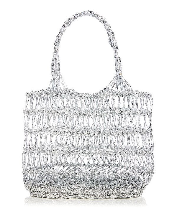 アクア レディース バッグ トール AQUA Woven Metallic Tote - Exclusive Silver シルバー