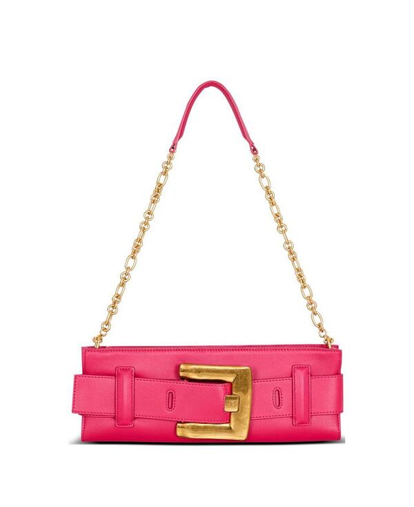 バルマン レディース バッグ レザー Balmain Anthem Calfskin Leather Clutch Pink ピンク