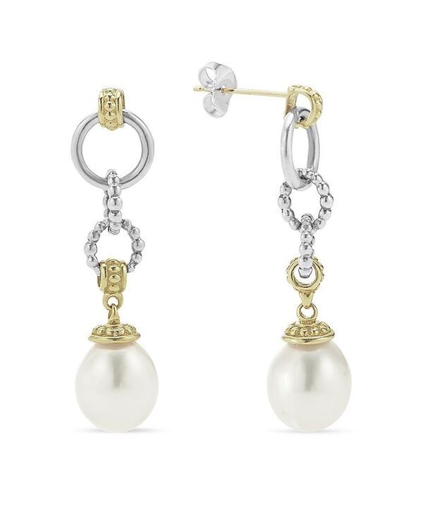 ラゴス レディース アクセサリー ピアス・イヤリング LAGOS 18k Gold & Sterling Silver Two Tone Luna Cultured Pearl Circle Drop Earrings White/Gold ホワイト