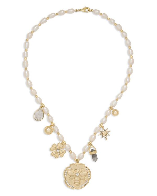 レイミー ブルック レディース アクセサリー ネックレス・チョーカー・ペンダントトップ レース Ramy Brook Stone Charm Jewelry Freshwater Pearl & Stone Dangle Charm Necklace, 16-18\