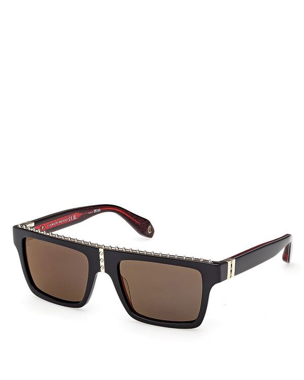 クリスチャン・ルブタン レディース 添え物 サングラス・アイウェア Christian Louboutin Rectangular Sunglasses, 56粍 Black/Smoke Mirror 黒いこと