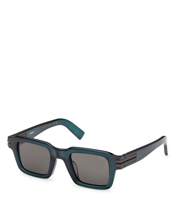 ゼニア レディース 添え物 サングラス・アイウェア ZEGNA Square Sunglasses, 48粍 Dark Green/Smoke 人煙
