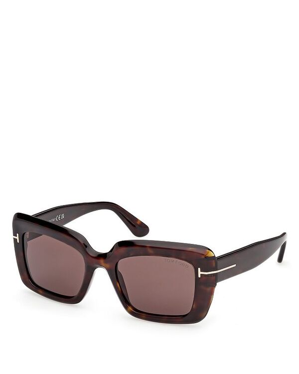 トム・ジェラルド・r・フォード レディース 付属物 サングラス・アイウェア Tom Ford Leila Rectangular Sunglasses, 52粍 Havana/Brown 赤銅色