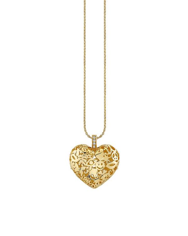 シドニーエヴァン レディース アクセサリー ネックレス・チョーカー・ペンダントトップ レース Sydney Evan 14K Yellow Goldiamond Puffy Icon Wallpaper Heart Charm Necklace, 16\
