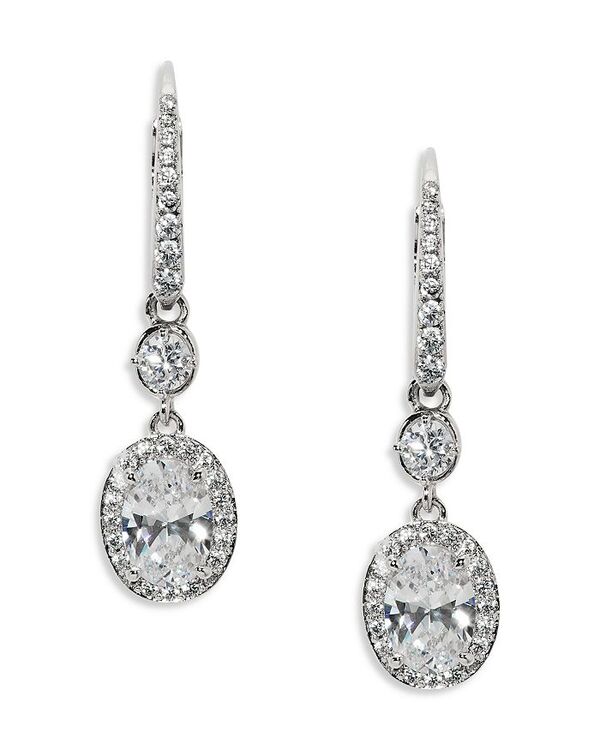ナディール レディース アクセサリー ピアス・イヤリング Nadri Maiden Cubic Zirconia Oval Halo Drop Earringsilver シルバー
